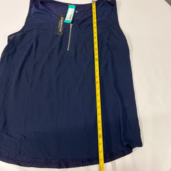 Papermoon Women's Plus 2X Bighton Quarter Zip Tank Top Sleeveless Blouse Navy Bl - Picture 5 of 9